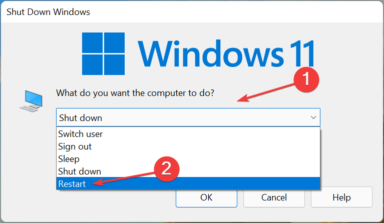 Starten Sie neu, um zu beheben, dass der Windows 11-Controller nicht funktioniert