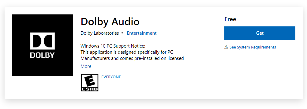 Kako namestiti Dolby Audio v Windows 10