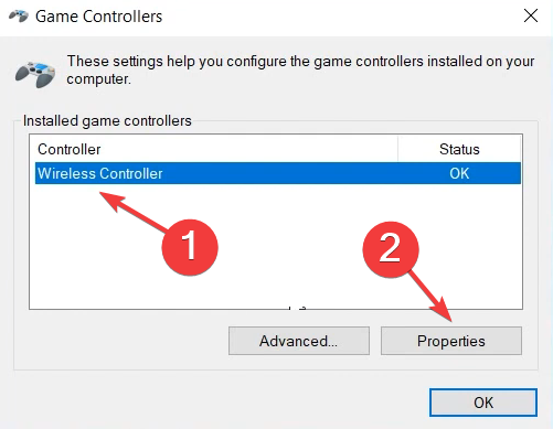 Eigenschaften zum Kalibrieren des Xbox One-Controllers in Windows 11