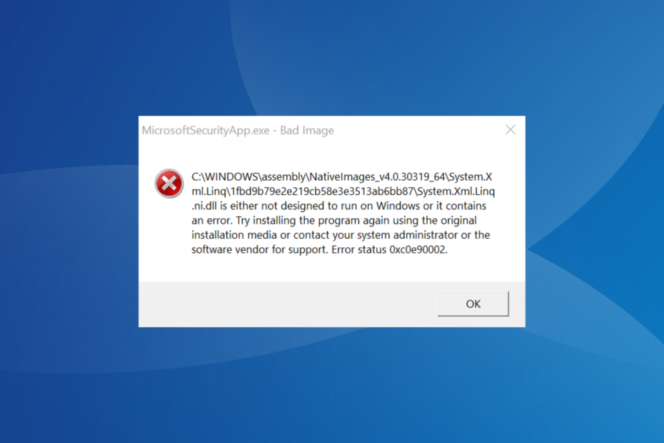 Beheben Sie den Fehler „MicrosoftSecurityApp.exe Bad Image“.