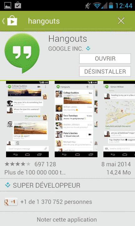 Telecharger Google Hangouts auf Android