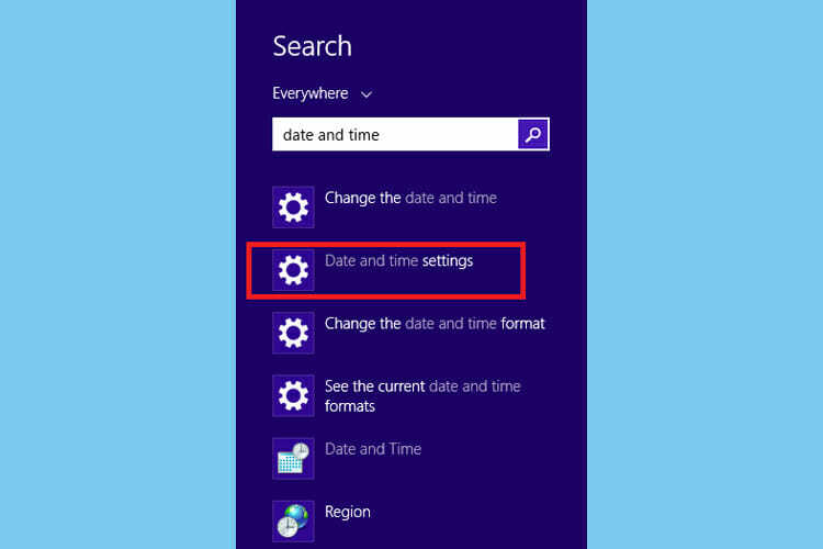 Datums- und Uhrzeiteinstellungen für die Windows-Suche
