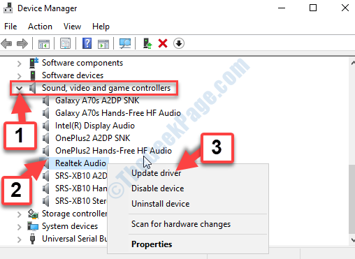 Geräte-Manager Sound-, Video- und Gamecontroller Realtek Audio Rechtsklick Treiber aktualisieren