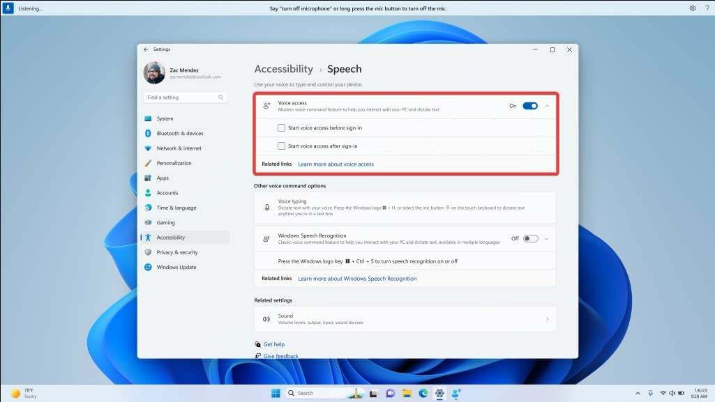 Jak používat hlasový přístup na obrazovce uzamčení Windows 11