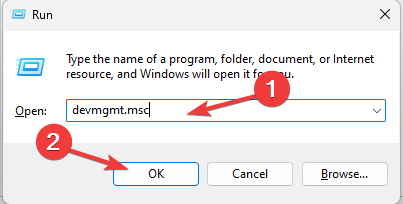Befehl „Geräte-Manager ausführen“ – OpenCL unter Windows 11 installieren
