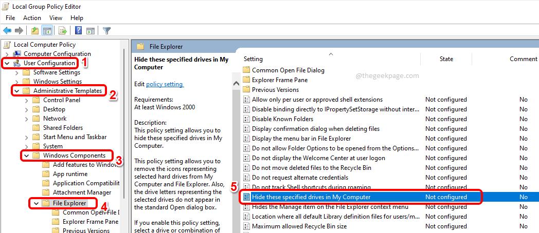 So verstecken oder zeigen Sie ein bestimmtes Laufwerk in Ihrem Windows 11, 10