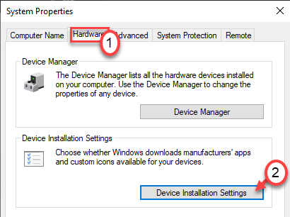 Impostazioni di installazione del dispositivo hardware Min