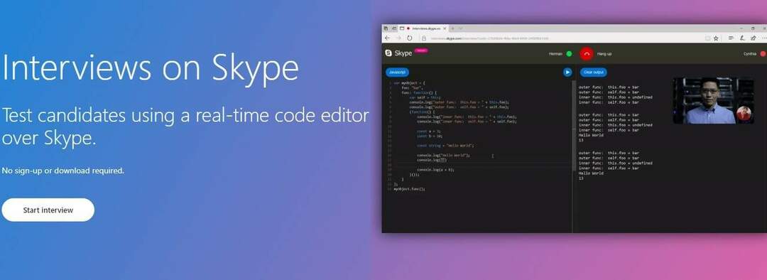 स्काइप का रीयल-टाइम कोड संपादक आपको नौकरी के उम्मीदवारों के कोडिंग कौशल का परीक्षण करने देता है