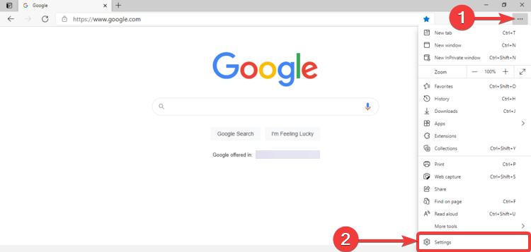 „Edge“ rodo meniu ir nustatymus