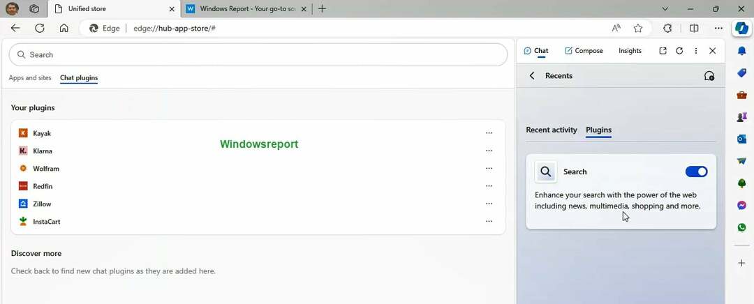 Os plug-ins do Bing Chat agora estão disponíveis na barra lateral do Microsoft Edge