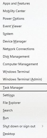 Pasirinkite Task Manager