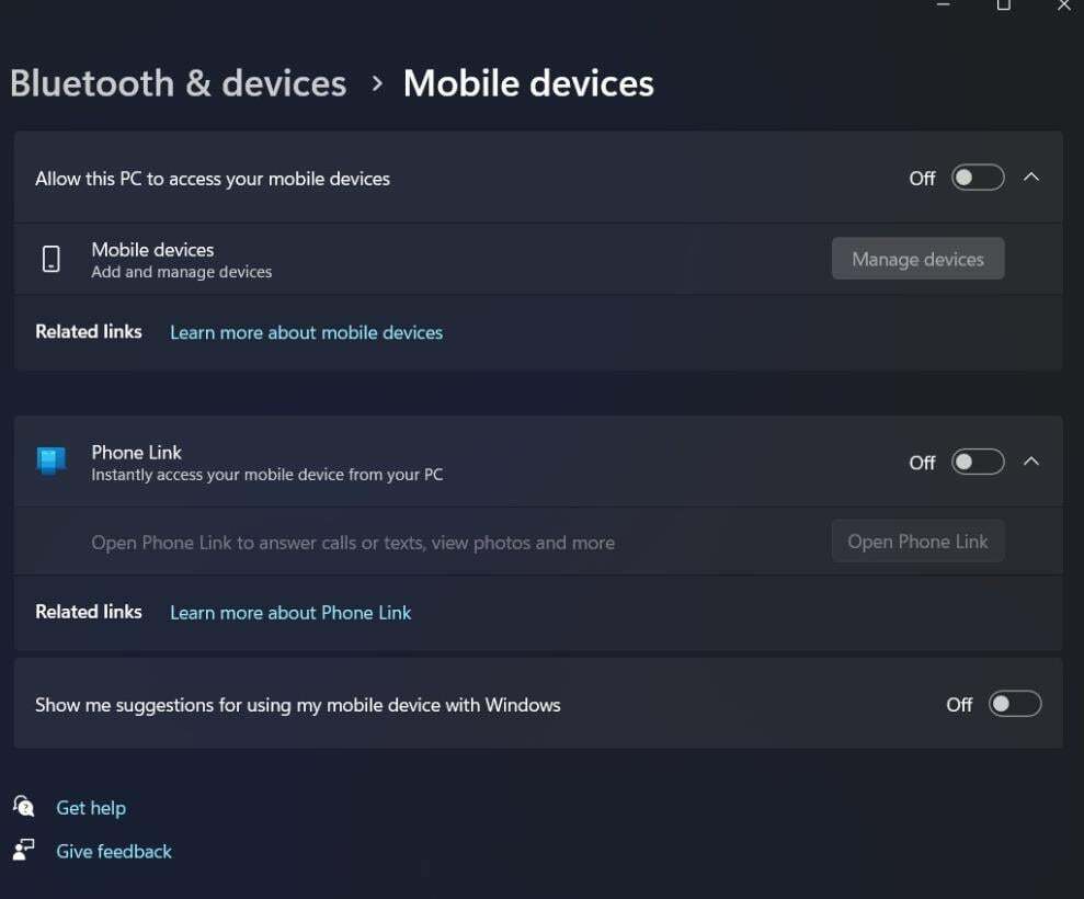 Windows Phone Link blir Mobile Devices, og introduserer nye innstillinger